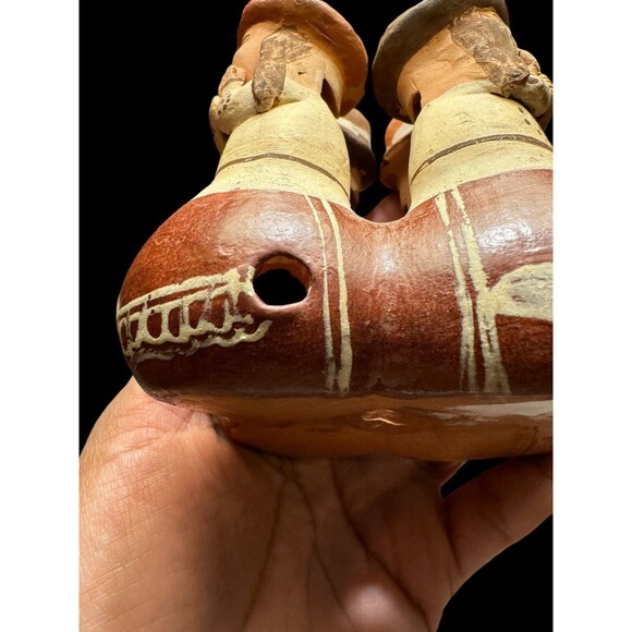 Peruvian Folk Art Whistle/Flute Women Circle Terracotta Clay Pottery Peru - Picture 6 of 10
